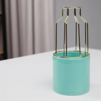 Ваза керамическая OTT, голубой, 10,5*10,5*23см_4