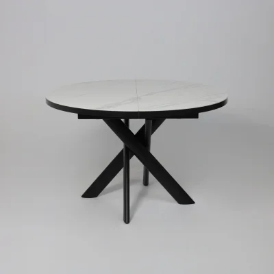 Стол RONALDO-120, круглый раздвижной 120(160), PATAGONOA BIANCO GLOSS PREMIUM CER/Черный_15