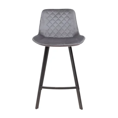 Стул барный LEROS, (серый велюр HLR-21/черный)_2