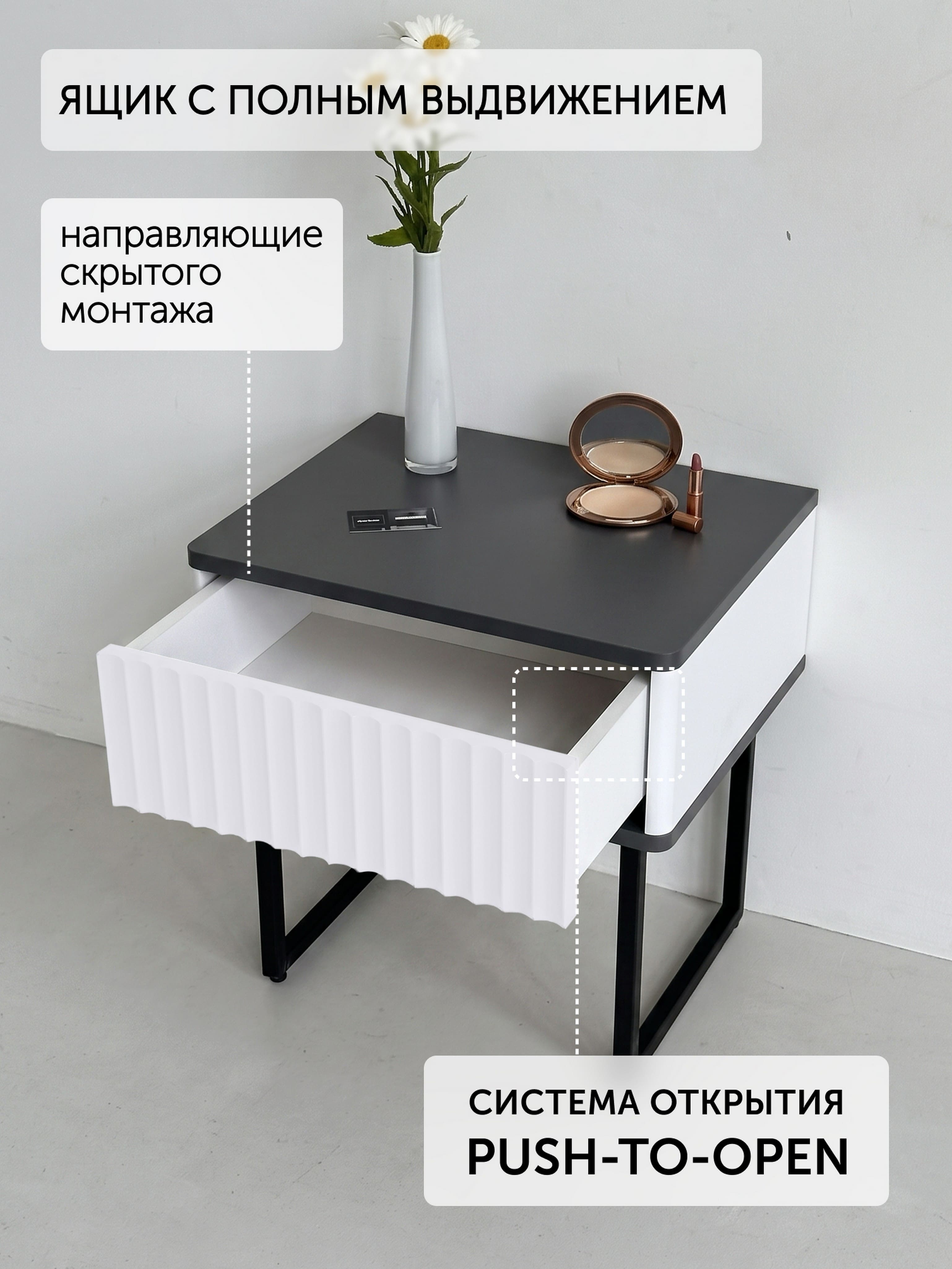 Тумба прикроватная ROYAL 5001 эко, Графит-Черный_preview_9