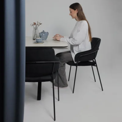 Стол РЕЙН NEW,керамика 0 кат. 1200(1840)*800, Камень белый Greys White/Черный матовый_2