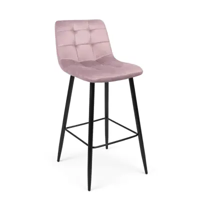 Стул STELLA, барный, пыльная роза велюр HLR25/черный фотография