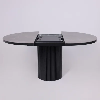 Стол ASKAR ROUND SLIDE-116, раздвижной круглый 116(156), BAYONA GREY PREMIUM CER/Черный_15