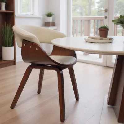 Кресло барное MODY, экокожа, кремовый/орех_8