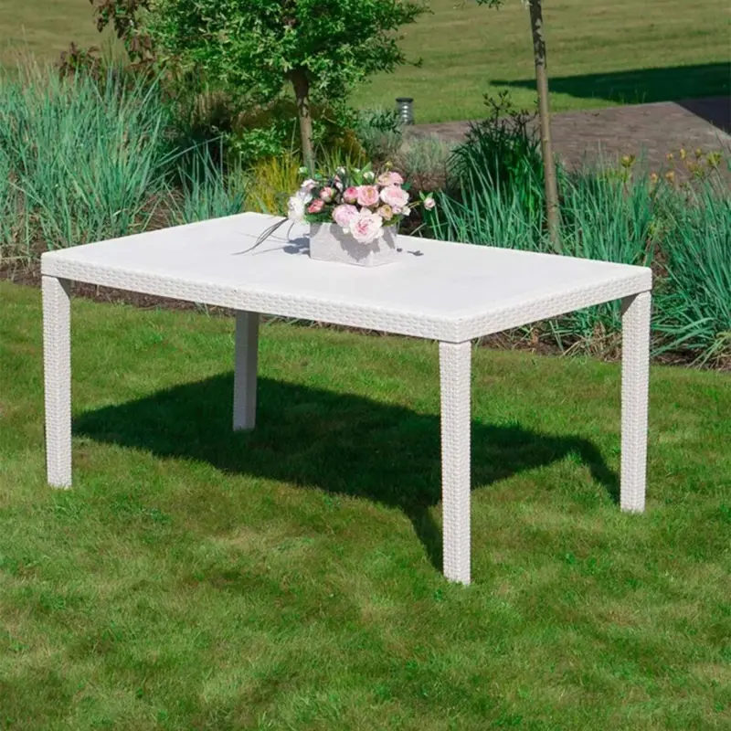 Стол складной PRINCE, 150*90*72, белый (пластик с имитацией ротанга)_preview_14