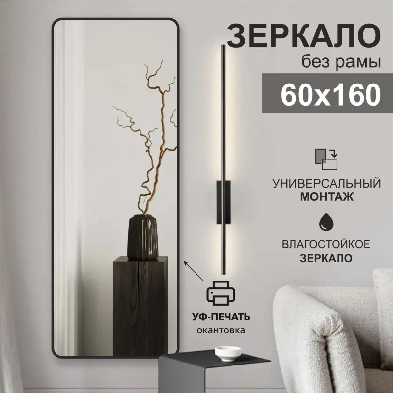 1600*600 зеркало с шлиф.кромкой и УФ-печатью (черный), Д-109_preview_2