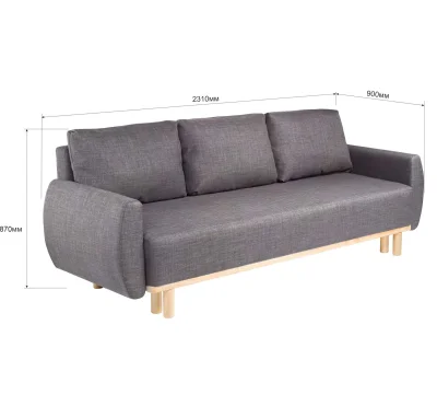 Диван-кровать Тулисия Velutto 32, серый (натуральные опоры)_8