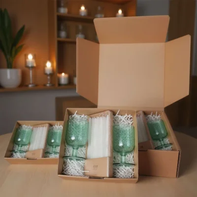 Подарочный бокс №1 (Бокал для коктейлей (2 шт.) + Набор свечей + Подарочная упаковка)_3