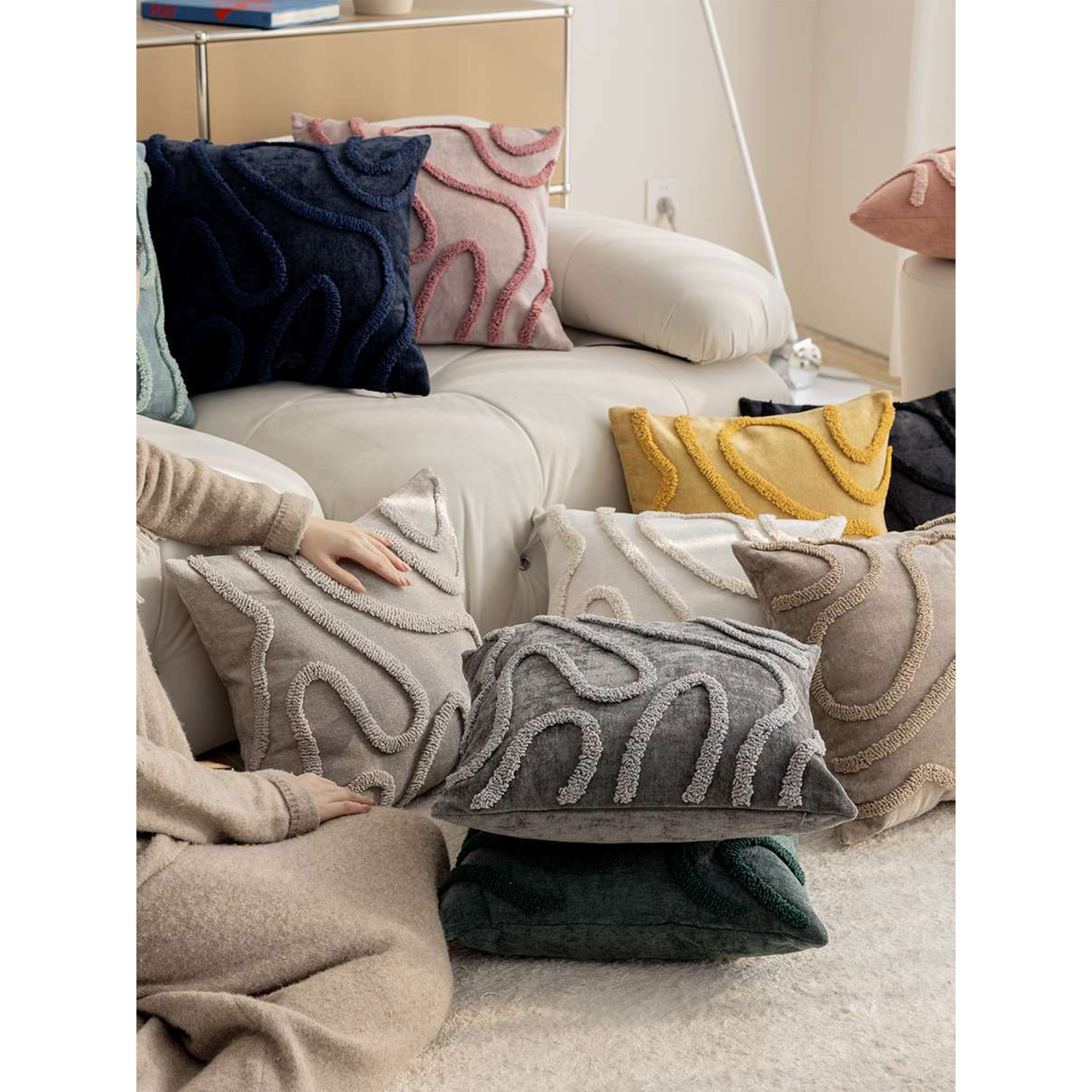 Подушка декоративная МАТЕХ TUFTED LINES 45*45*10. Цвет розовый, арт. 67-665_preview_3