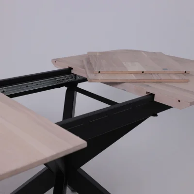 Стол ВЕЙВ раздвижной, 120(160)*80*75, дуб беленый/черный (ПрР-3 DSW (02) КСЕ/Р-80)_24