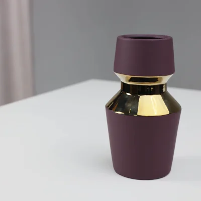 Ваза керамическая ASTOR, фиолетовый+золото, 11*20см_3