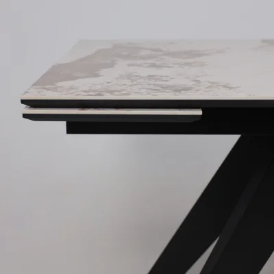 Стол AV 2122, МДФ+керамика, раздвижной 1400 (2000)*850 белый, глянцевый PANDORA/черный_12