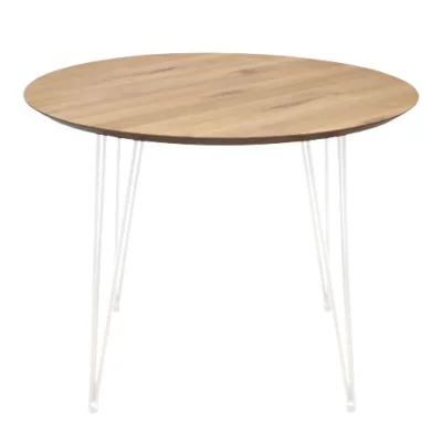 СТОЛЕШНИЦА ИБУ дуб натуральный  + ПОДСТОЛЬЕ КС-12 белый (d1000/750)_1