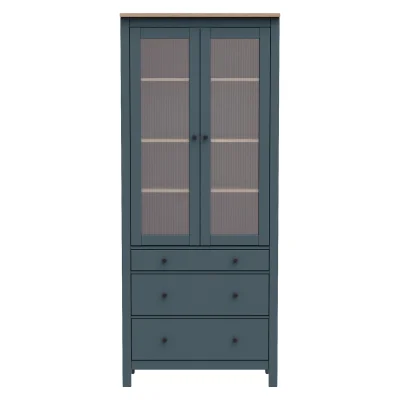 Шкаф с витриной САГА 90 МОРУ, темно-бирюзовый/ясень (2.08.16.250.16 RU)_2