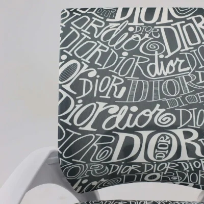 Кресло рабочее, поворотное RICCI NEW, white, ткань, черно-белая диор_9