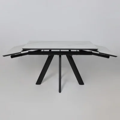 Стол JACK-120, раздвижной 120(30+30)х80, МРАМОР СВЕТЛЫЙ - COMPAKT CER/Черный_16