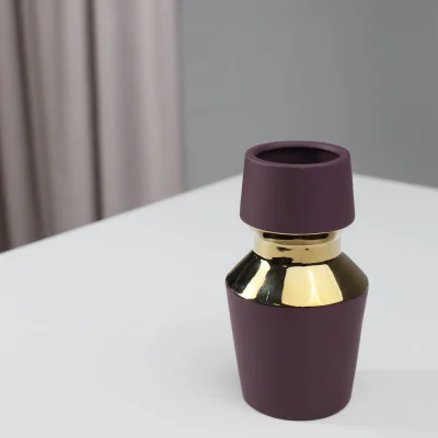 Ваза керамическая ASTOR, фиолетовый+золото, 11*20см_5