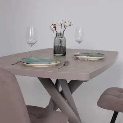 Стол LEONEL-130, раздвижной 130(165)х85, Бежевый камень-HPL/Капучино_5