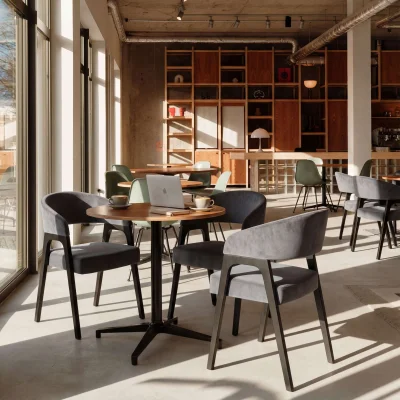 Кресло ЛОНДОН, серая рогожка Kiton 06/темный бук_2