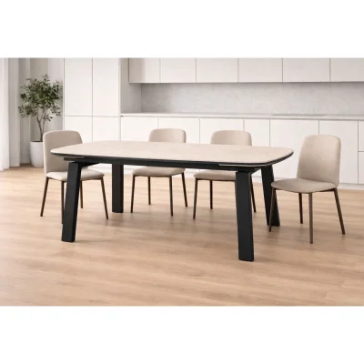 Стол PANAMA SLIDE-230, раздвижной 230(310)*115, BAYONA IVORY PREMIUM CER/Черный_3