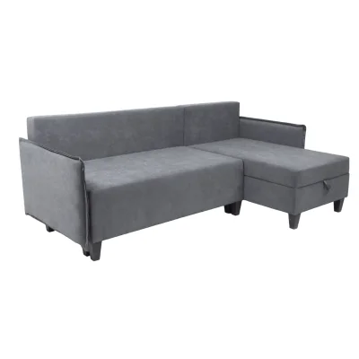 Диван-кровать угловой Туули КП Velutto 32, серый (черные опоры)_5