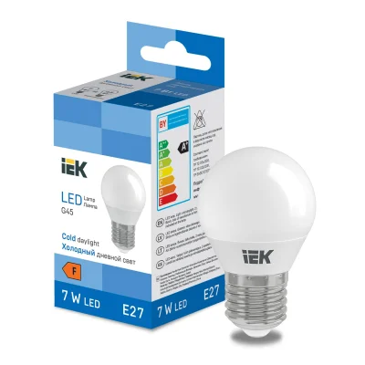 Лампа светодиодная шарик холодный белый свет LED Globe G45 600lm 6500k E27  IEK LL-I-G45-7-230-65-E27 фотография