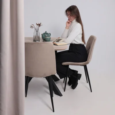 Стол ВЕЙВ раздвижной, 120(160)*80*75, дуб беленый/черный (ПрР-3 DSW (02) КСЕ/Р-80)_9