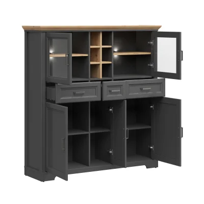 Н.м. "JASMIN" шкаф REG2W3D3S с подсветкой, к.Графит+Дуб артизан/ф.Графит_3