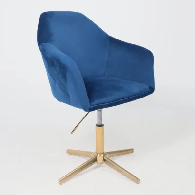 Стул DUBAI, поворотный, (синий велюр/золото)_9