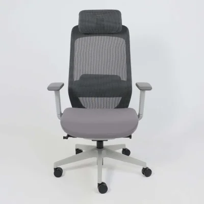 Кресло поворотное SPIRIT, темно-серая сетка+ серая ткань/серый полиамид_4