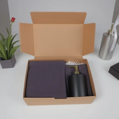 Подарочный бокс №3 (Полотенце вафельное (2 шт.) + Дозатор + Подарочная упаковка)_2