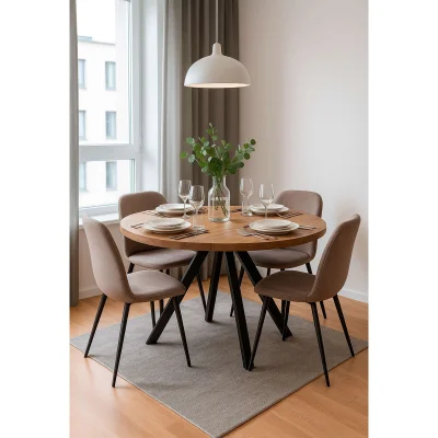 Стол RONDO М-100, круглый раздвижной 100(135), ДУБ ВЕЛЛИНГТОН/Черный_3