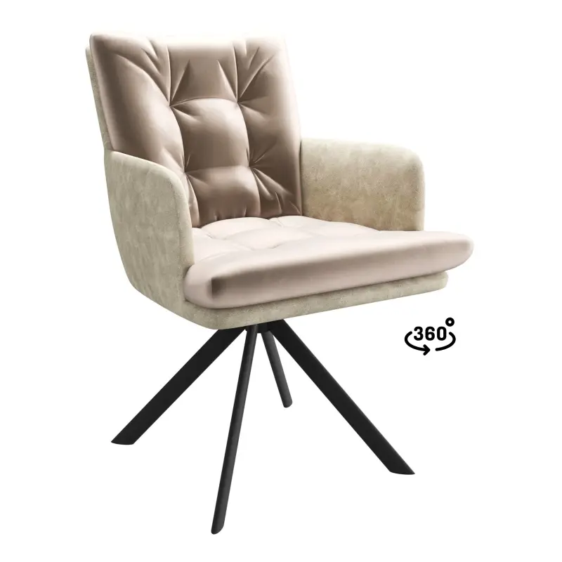 Стул CHARLES-R 360, d07 PEARL GREY LUX - MILK замша lux\черный фотография