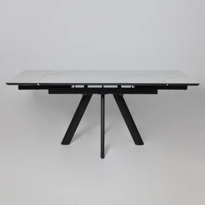 Стол JACK-120, раздвижной 120(30+30)х80, МРАМОР СВЕТЛЫЙ - COMPAKT CER/Черный_17