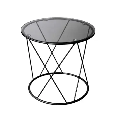 Стол журнальный ALLURE, тонированное стекло/черный, d 500*500 фотография