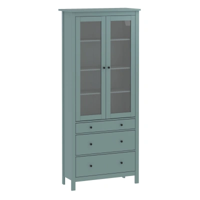 Шкаф с витриной САГА 90, темно-бирюзовый (2.08.07.130.6 RU) фотография