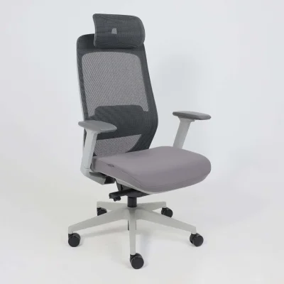 Кресло поворотное SPIRIT, темно-серая сетка+ серая ткань/серый полиамид_5