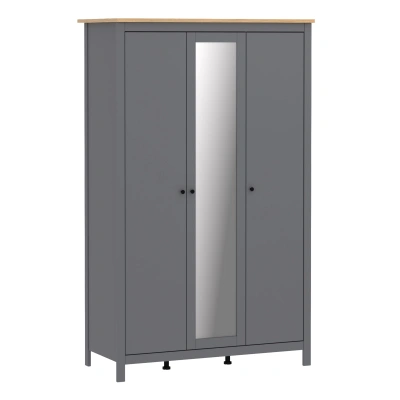 Шкаф САГА 132х64,6х215,5, серый/ясень (3 двери+1 зеркало) (2.08.01.040.15 RU) фотография