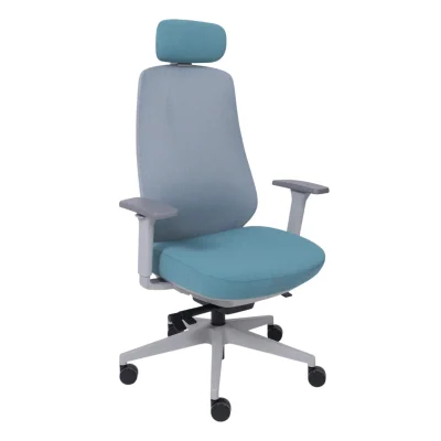 Кресло поворотное FENIX, светло-серая сетка+ бирюзовая ткань/серый полиамид AKSPRIME фотография