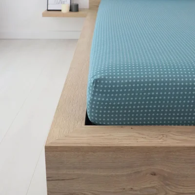 Простыня на резинке 90*200*20 см Зелёный горошек IM1025 (поплин) фотография