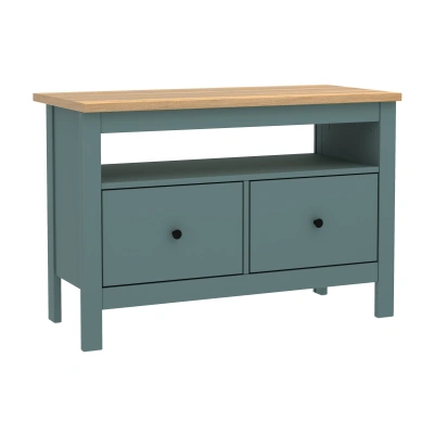 Тумба САГА 2 ящика, темно-бирюзовая/ясень (2.08.03.080.16 RU) фотография