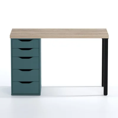 Стол письменный Ингар 1/5Т, 120x75x55, дуб беленый/серо-бирюзовый/черный_4