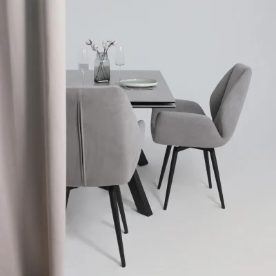 Стол МОНАКО NEW,керамика 0 кат. 1600(2240)*900, Камень серый Greys Grey/Черный матовый_8