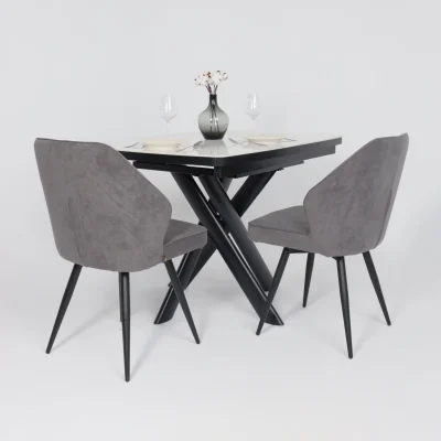 Стол LEONEL-110, раздвижной 110(145)х80, COROLLA WHITE GLOSS ST CER/Черный_4