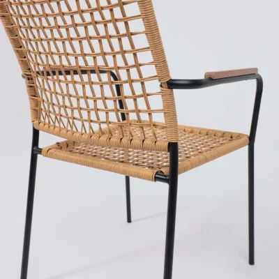 Кресло садовое BERGAMO, PE, иск.роттанг,черный+коричневый_19