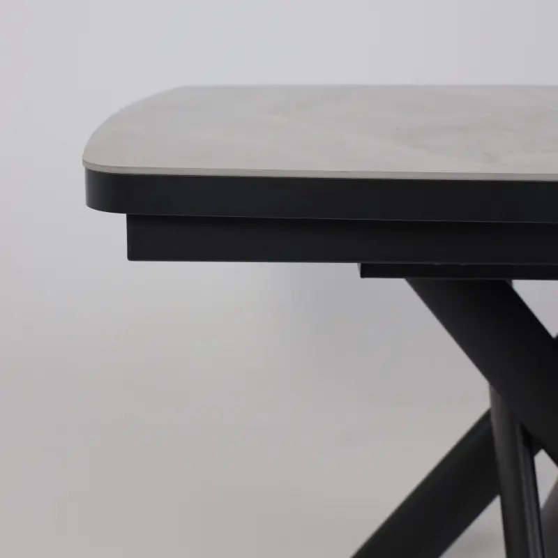 Стол LEONEL-110, раздвижной 110(145)х80, ITALIAN LIGHT GREY GLOSS ST CER/Черный_preview_10