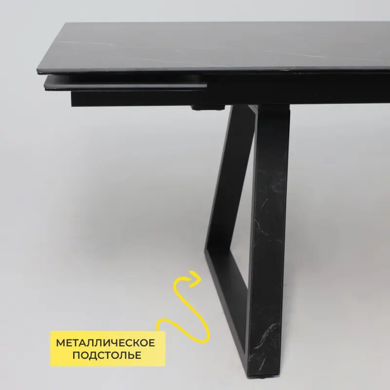 Стол МОНАКО NEW,керамика 0 кат. 1600(2240)*900, Камень черный Greys Black/Черный матовый, квадро_preview_5