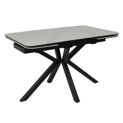 Стол РЕЙН NEW,керамика 0 кат. 1200(1840)*800, Камень белый Greys White/Черный матовый_1