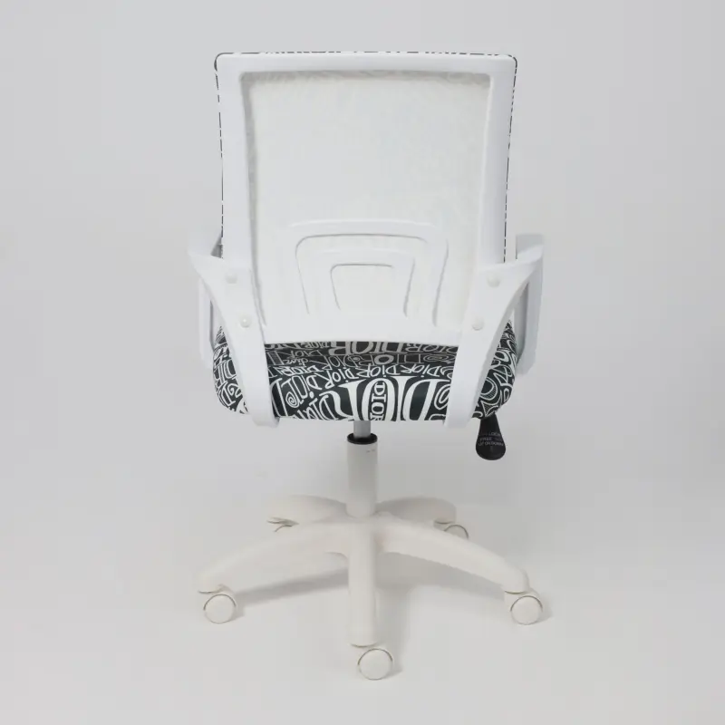 Кресло рабочее, поворотное RICCI NEW, white, ткань, черно-белая диор_preview_5