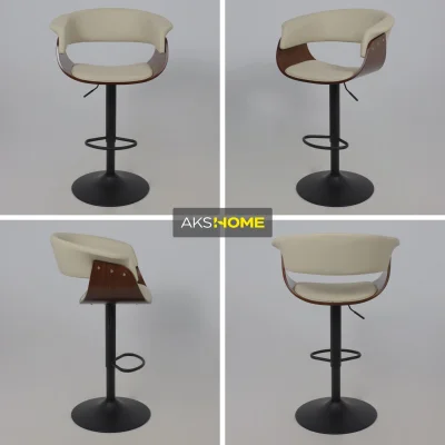 Стул барный ROSSI, экокожа, кремовый C-18/черный_3